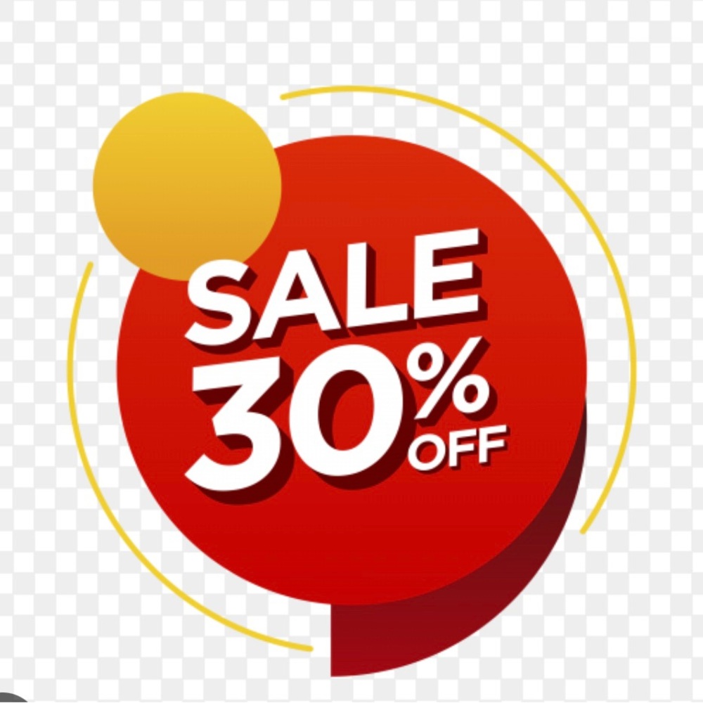 30% off on all items marked with a yellow 🟡 dot